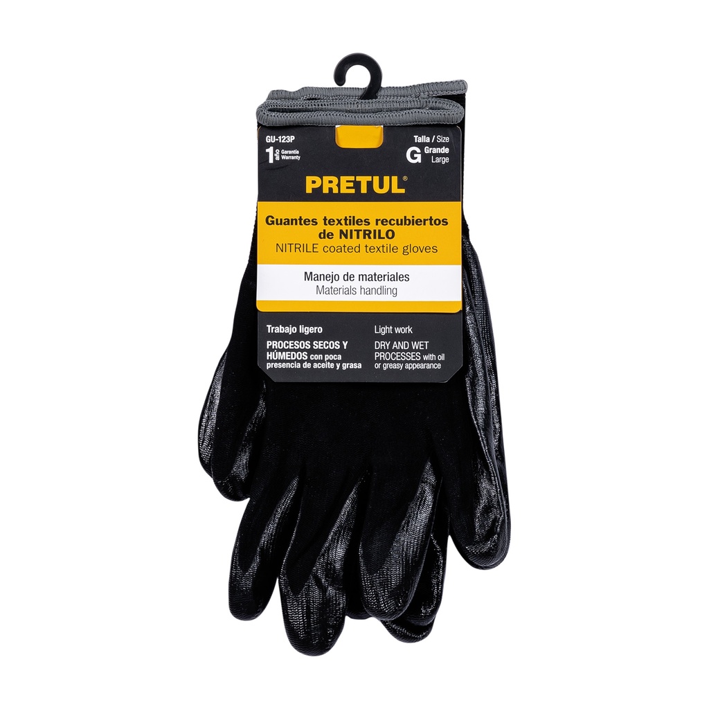 Guantes de nylon recubiertos de nitrilo, grandes, Pretul
