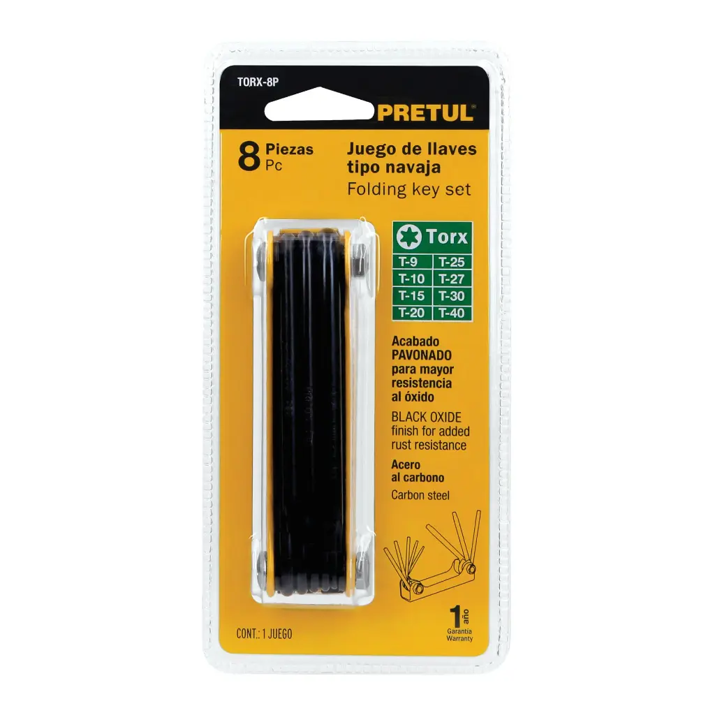 Juego 8 llaves torx, tipo navaja, Pretul