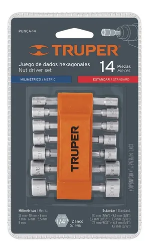 Juego de dados para taladro, 14 piezas TRUPER 12844
