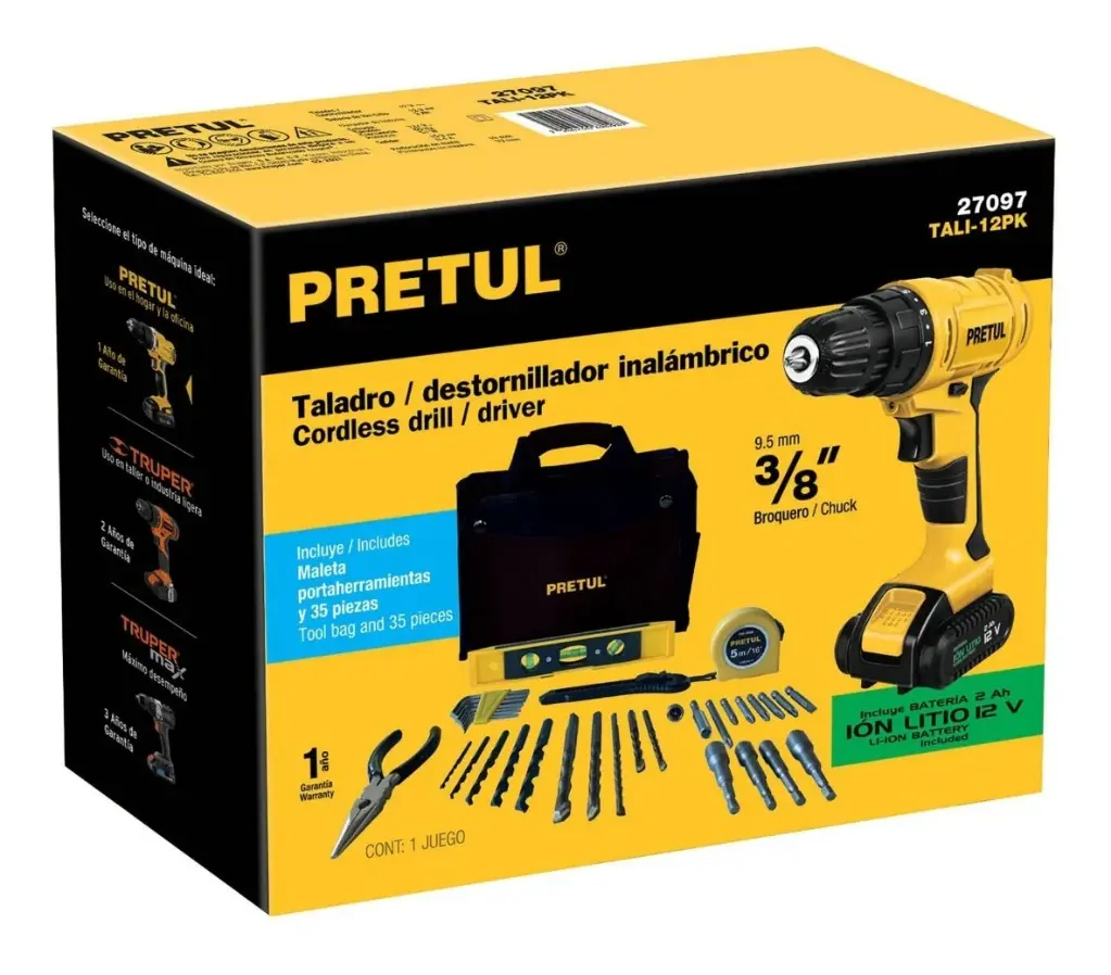 Juego de taladro inal·mbrico 12V, 13 piezas ,Pretul