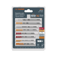 Juego seguetas caladoras, zanco U, cortes rectos, 16 pzas