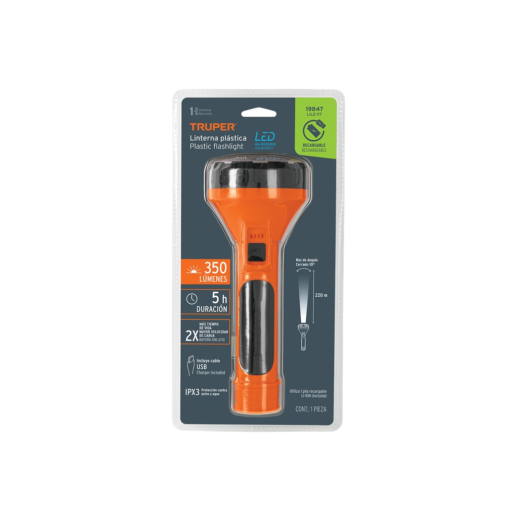 Lampara taller recargable 200lm