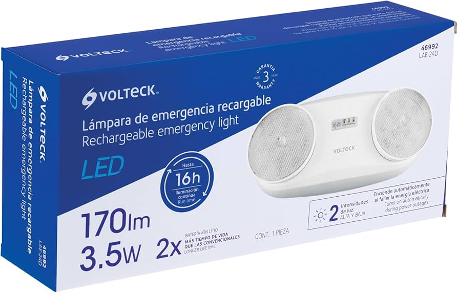 LAE-24D (Volteck LAE-24D, Lámpara de emergencia 24 Leds 170) 46992 VOLTECK