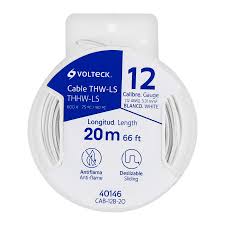 CAB-12B-20 Carrete con 20 m de cable THHW-LS 12 AWG blanco, Volteck 40146