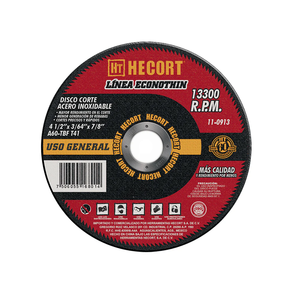 Disco De Corte De 4 1/2″X 3/64″ X 7/8″ Econothin Hecort 