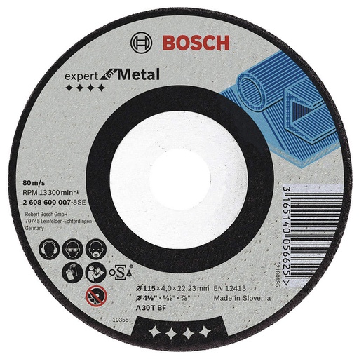 [BOSCH DISCO DE DESBASTE 4-1/2 X 1/4 X 7/8] BOSCH DISCO DE DESBASTE 4-1/2 X 1/4 X 7/8