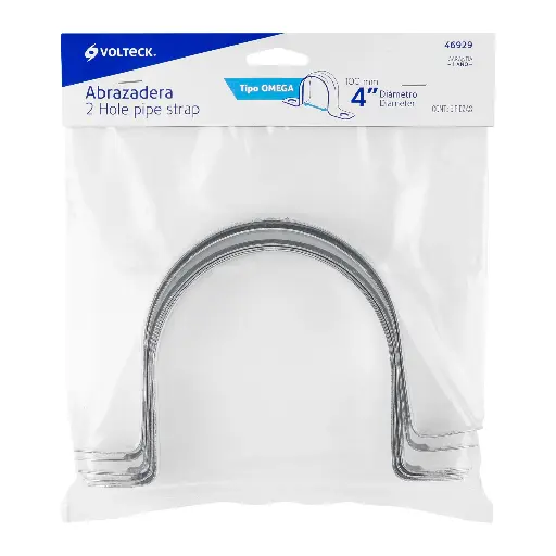 [AO-4] Abrazadera tubo tipo omega 4', bolsa con 5 pzas, Volteck