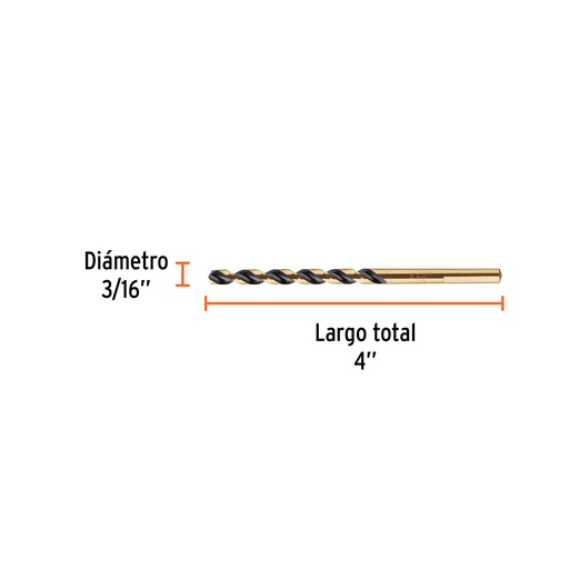 [BAV-3/16-B] Broca de alta velocidad 3/16' en blister