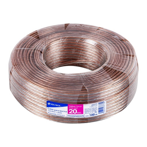 [CABO-20P] Cable para bocina, 20 AWG, polarizado, 100 m  VOLTECK  46271 