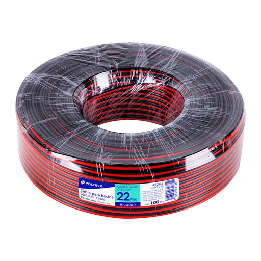 [CABO-22B] Cable para bocina, 22 AWG, bicolor, 100 m       VOLTECK  46264