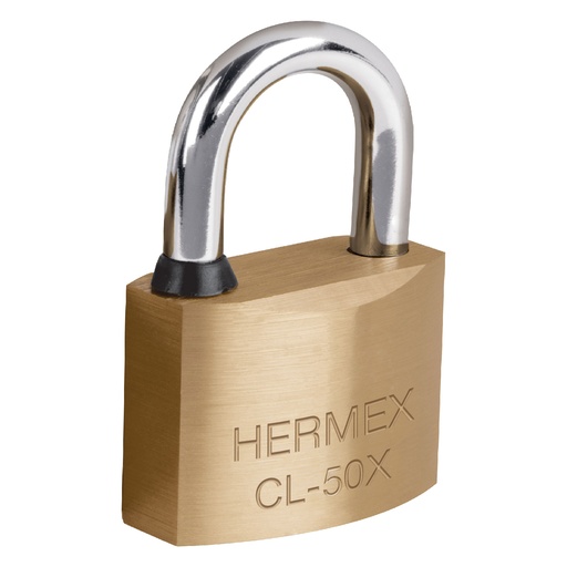 [CL-50X] Candado de latÛn, 50mm, gancho corto, llave tetra, blister   43421  HERMEX 