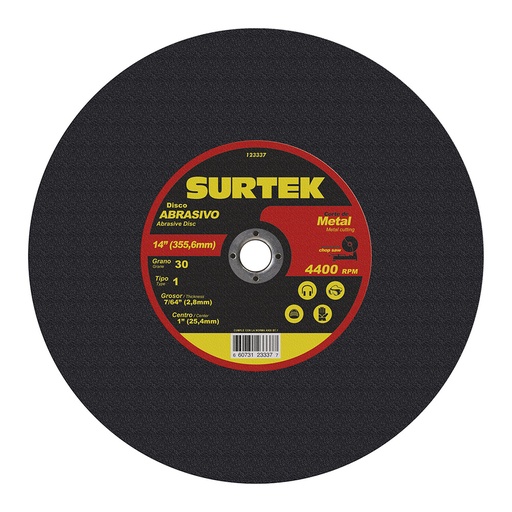 [123337] Disco abrasivo tipo 1 para corte de metal 14x7/64"
