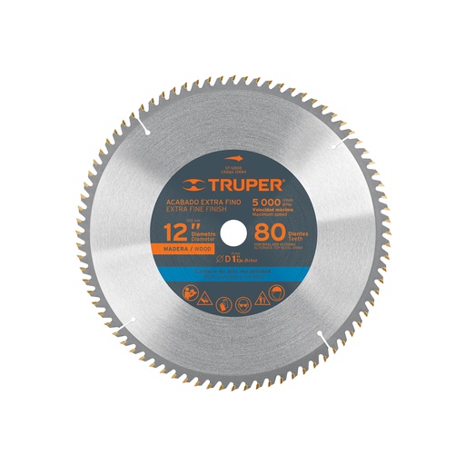 [ST-1280E] Disco sierra p/madera 12', 80 dientes, centro 1'
