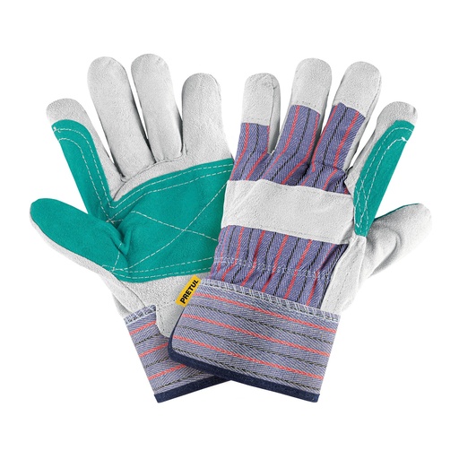 [GU-215P] Guantes de carnaza y loneta con refuerzo, unitalla, Pretul