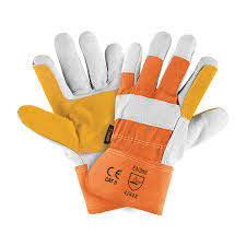 [GU-215] Guantes de carnaza y loneta, con refuerzo, unitalla