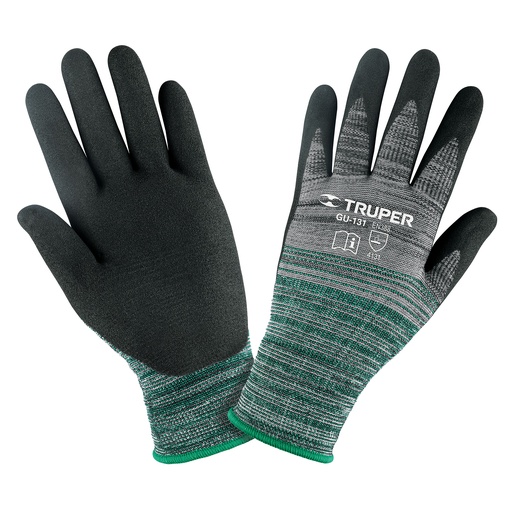 [GU-131] Guantes de nylon recubiertos de nitrilo arenoso, chicos