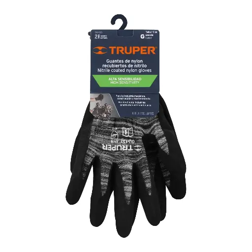 [GU-133] Guantes de nylon recubiertos de nitrilo arenoso, grandes