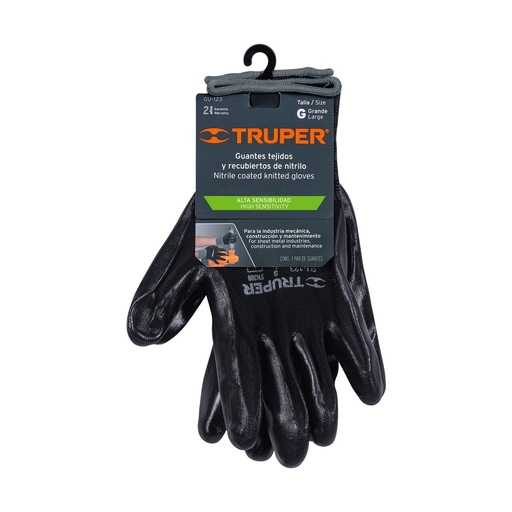 [GU-123] Guantes de nylon recubiertos de nitrilo, grandes