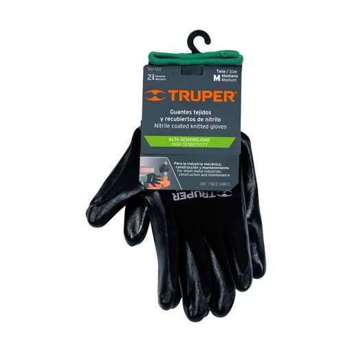 [GU-122] Guantes de nylon recubiertos de nitrilo, medianos