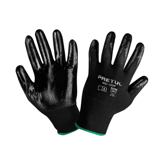 [GU-122P] Guantes de nylon recubiertos de nitrilo, medianos,Pretul