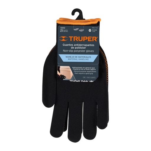 [GU-443] Guantes de poliÈster con puntos de PVC en palma, grandes