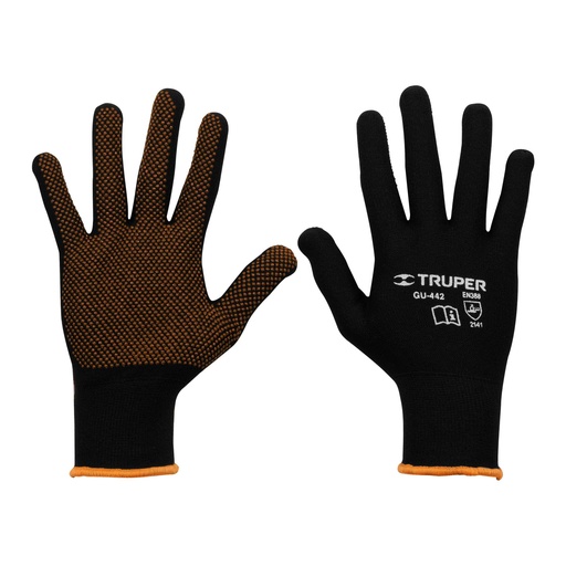 [GU-442] Guantes de poliÈster con puntos de PVC en palma, medianos