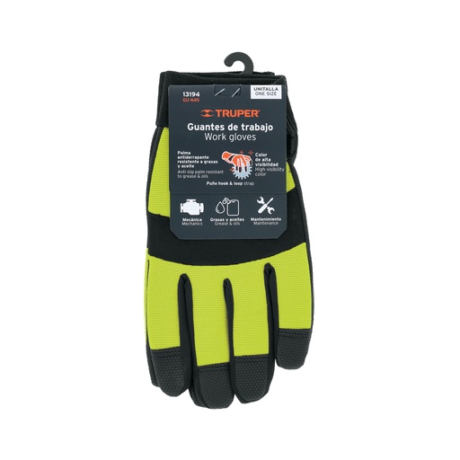[GU-645] Guantes mecánico, alta visibilidad, palma poliuretano, verde