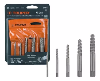 [EXTRACTORES] JUEGO DE EXTRACTORES DE TORNILLOS CON ESTRIA ESPIRAL 6 PIEZAS