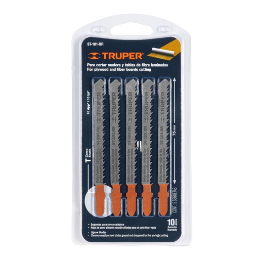 [ST-101-B] Segueta caladora,cortes rectos madera,zanco t,10dpp,5 pzas