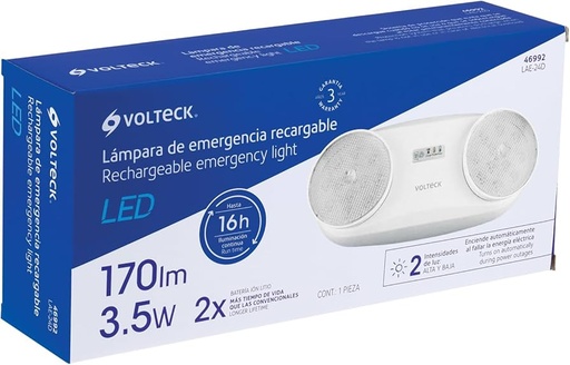 LAE-24D (Volteck LAE-24D, Lámpara de emergencia 24 Leds 170) 46992 VOLTECK