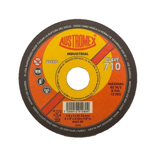  710 Disco Para Corte De Metal 4.1/2"X1Mmx7/8" Super Delgado Uso General (Industrial)